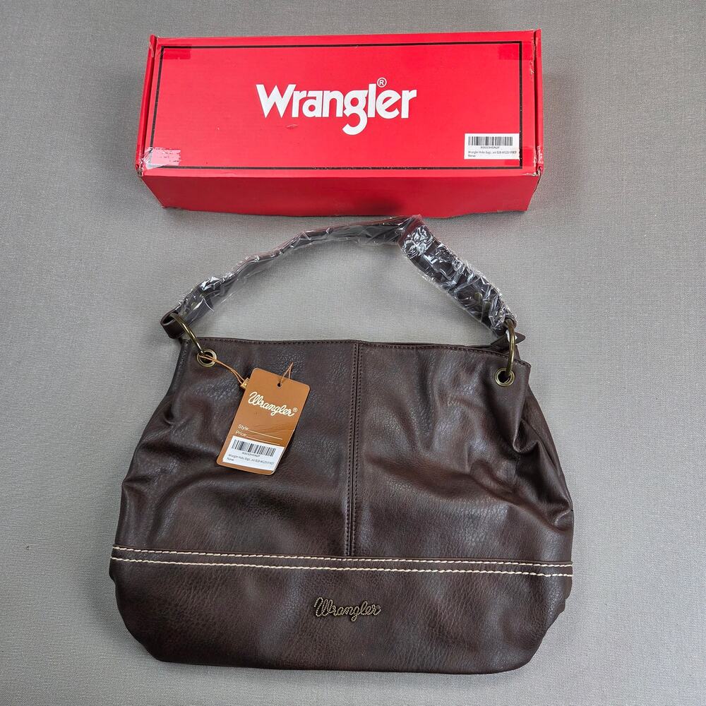Wrangler WG20-918CF Hobo Shoulder Handbag Vegan Leather Solid Coffee NWT